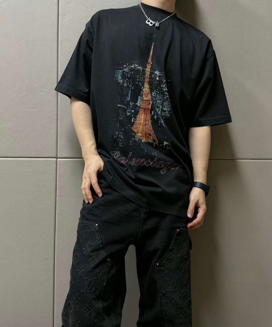 Balenciaga Tokyo Tower T-Shirt - logo - replica sneakers