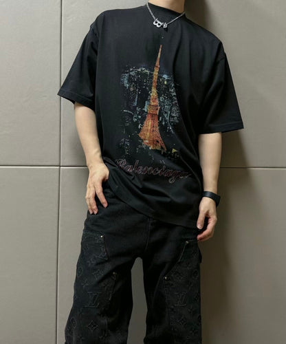Balenciaga Tokyo Tower T-Shirt - logo - replica sneakers