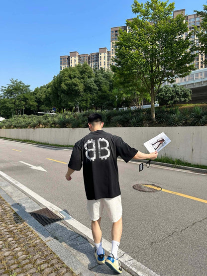 Balenciaga Spray-Paint Logo T-Shirt (Black) - logo - replica sneakers