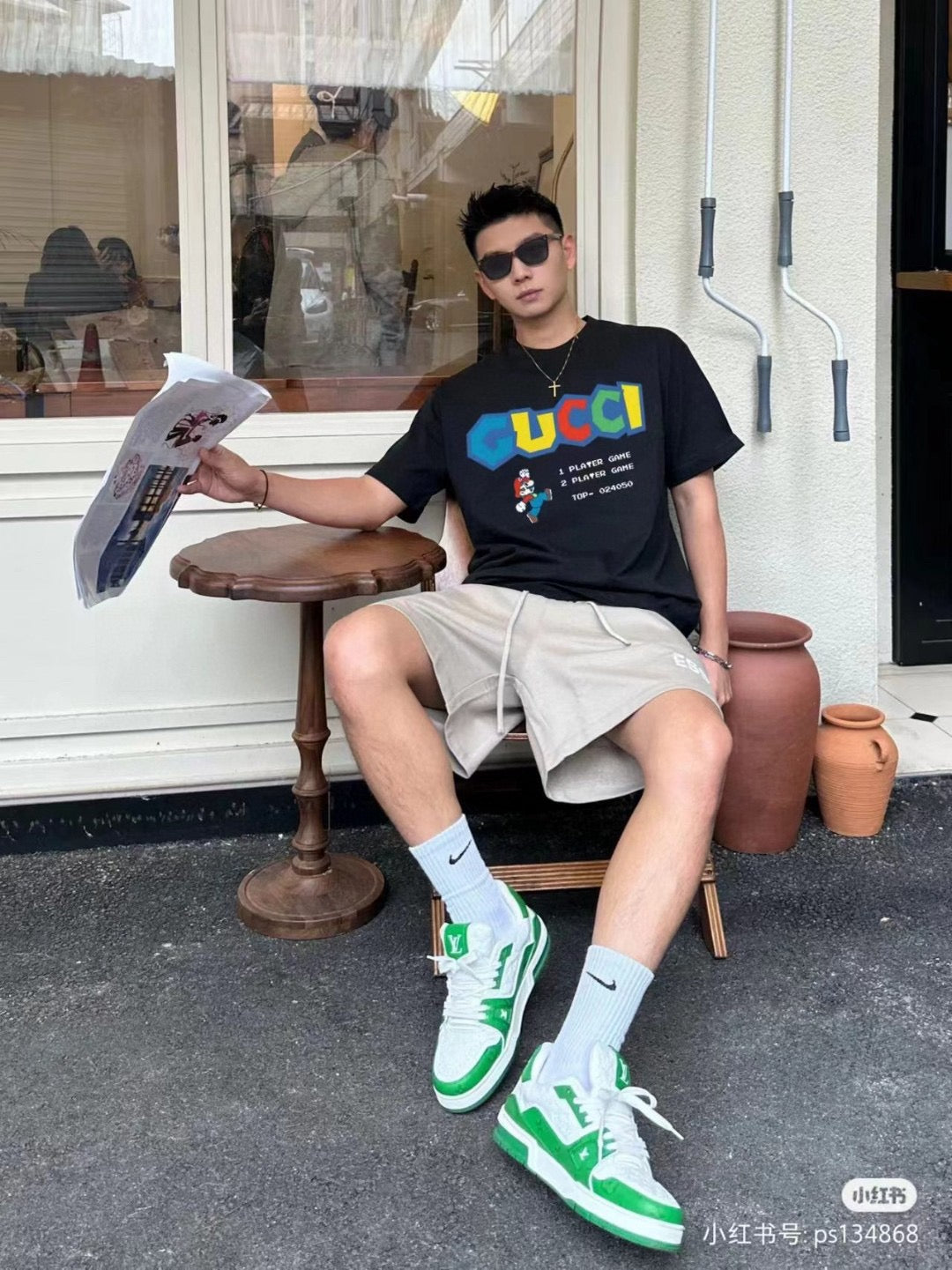 Gucci Retro Game T-Shirt (Black) - logo - replica sneakers