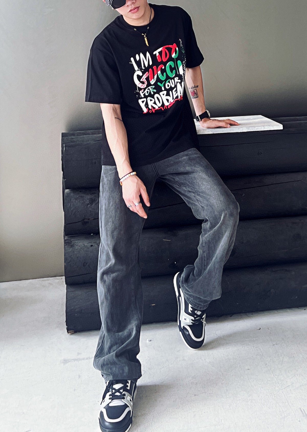 Gucci 'I'm Too Gucci for Your Problems' T-Shirt - Black - logo - replica sneakers