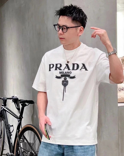 Prada Milano White Emblem T-Shirt - logo - replica sneakers
