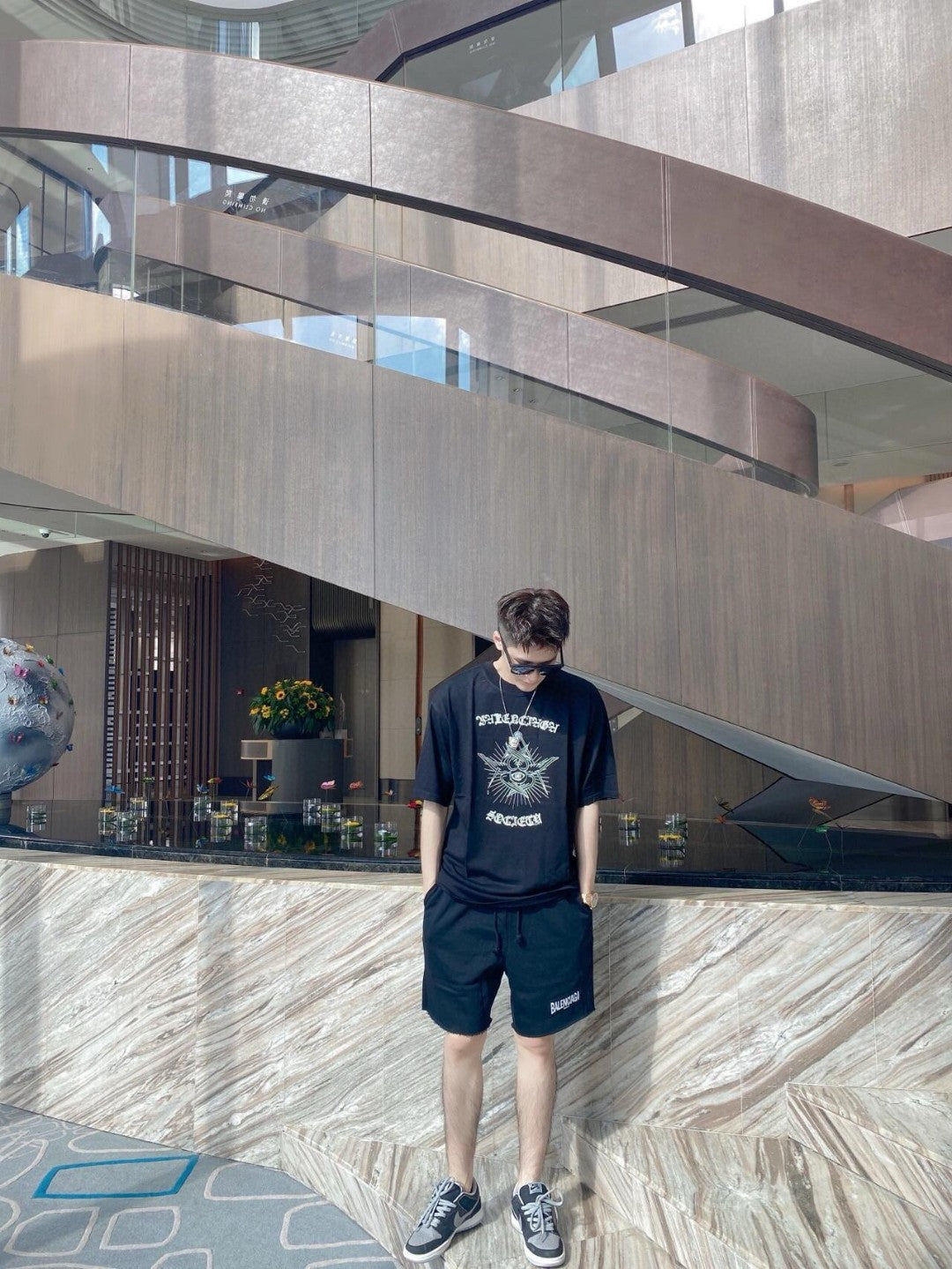 Balenciaga Society Black T-Shirt with White Graphic - logo - replica sneakers