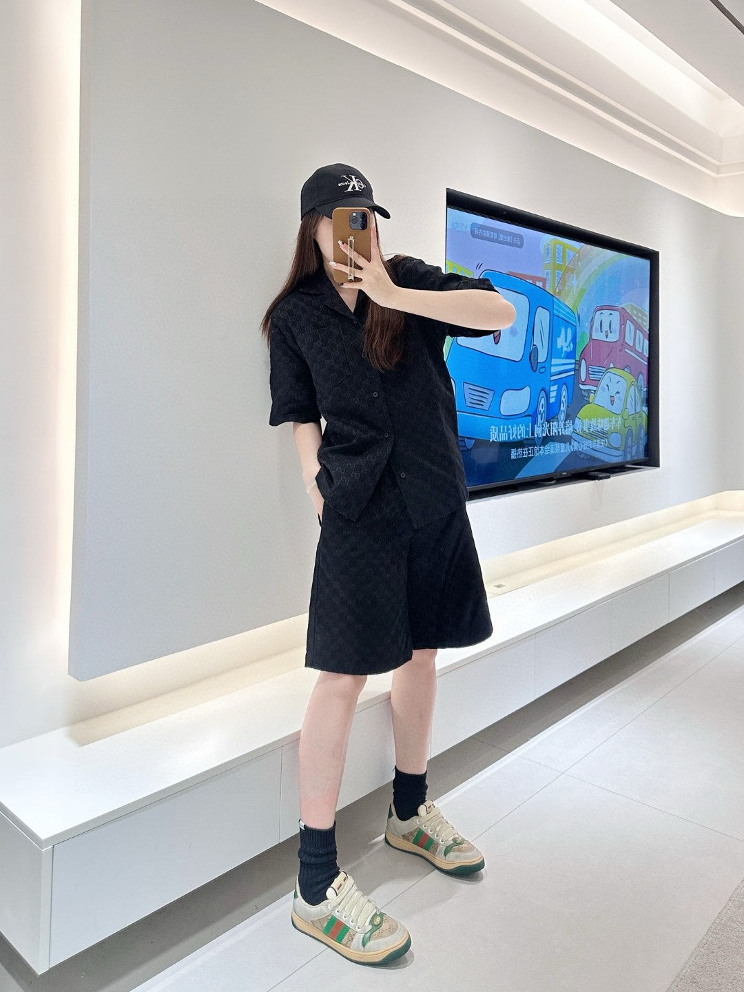 Gucci GG Monogram Black Short Sleeve Shirt - logo - replica sneakers