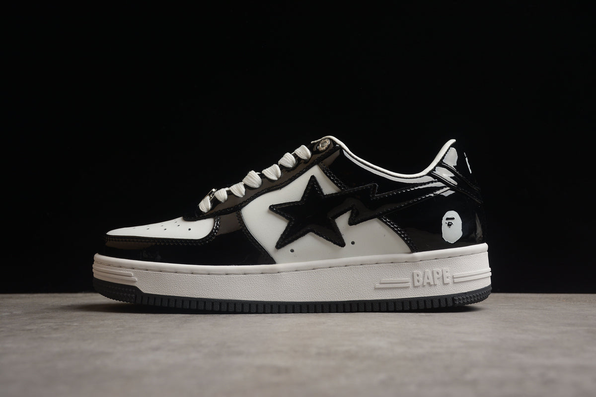 BAPE Sta Low-top Sneakers In And White - Black Unisex Streetwear Limited Edition - **BAPE STA Low-Top Sneakers in Black and White** Introducing the BAPE STA Low-Top Sneakers in