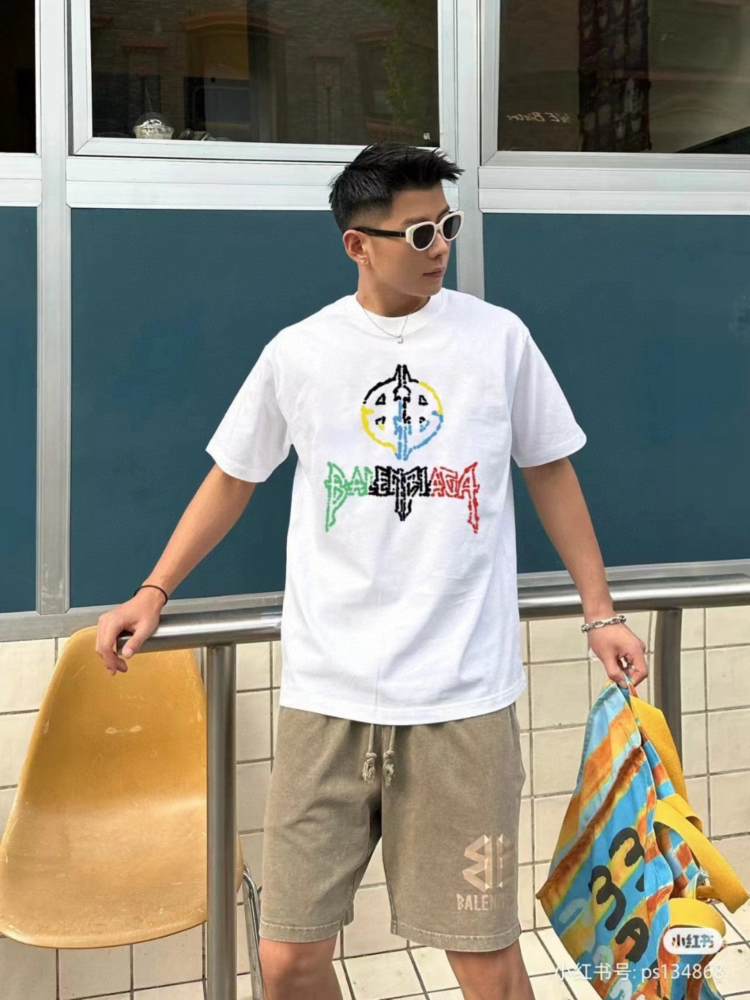 Balenciaga Multicolor Graphic Logo T-Shirt - logo - replica sneakers