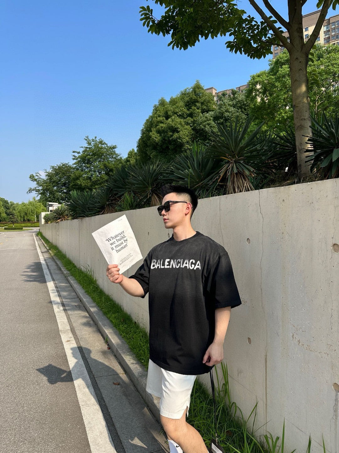 Balenciaga Spray-Paint Logo T-Shirt (Black) - logo - replica sneakers