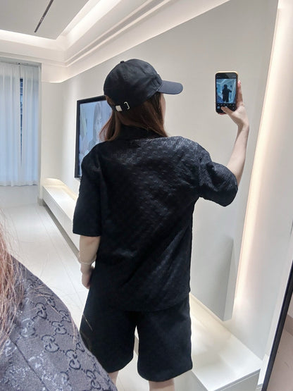 Gucci GG Monogram Black Short Sleeve Shirt - logo - replica sneakers