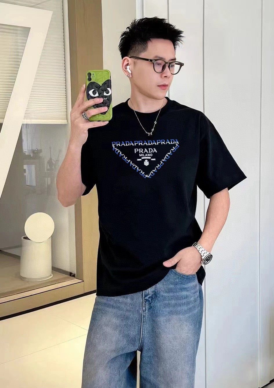 Prada Black T-Shirt with Logo Design - logo - replica sneakers