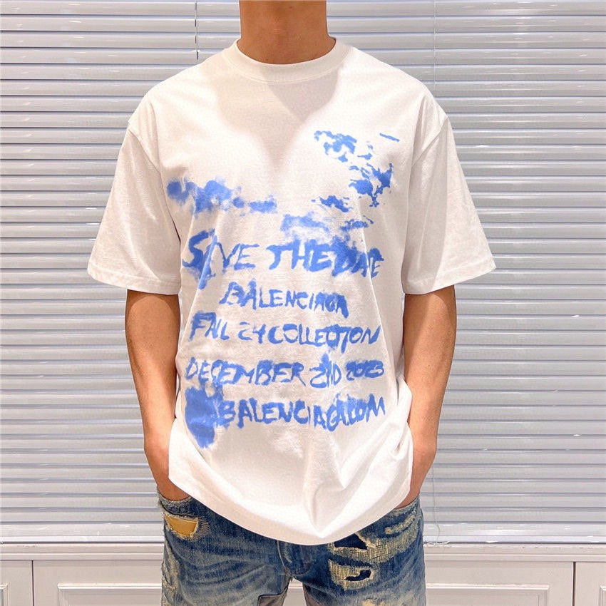 Balenciaga Save the Date White T-Shirt - logo - replica sneakers