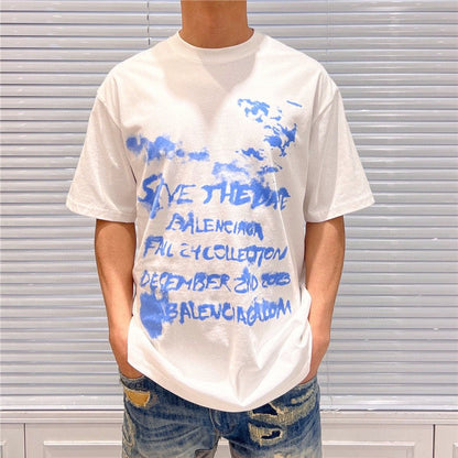 Balenciaga Save the Date White T-Shirt - logo - replica sneakers