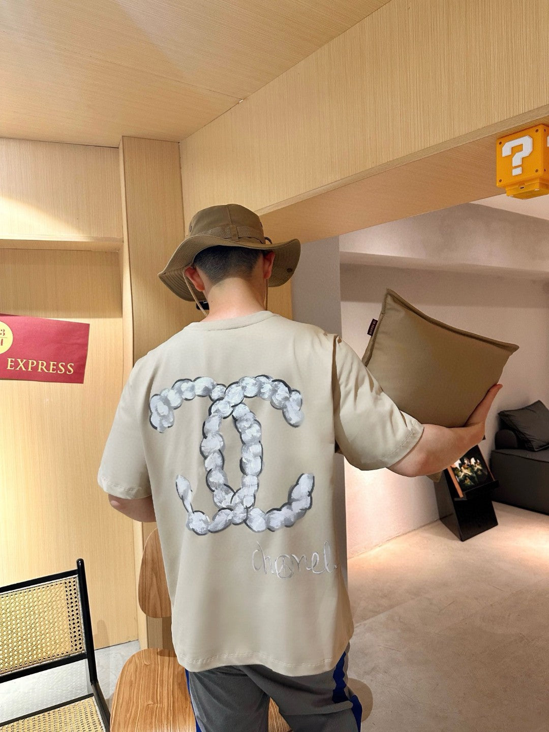 Chanel Cloud Logo T-Shirt in Beige - logo - replica sneakers