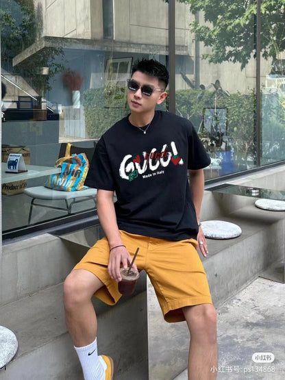 Gucci Strawberry Logo T-Shirt (Black) - logo - replica sneakers