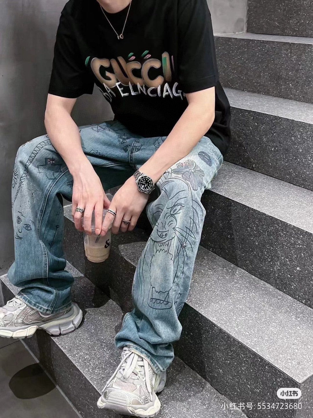 Gucci x Balenciaga Collaboration T-Shirt (Black) - logo - replica sneakers