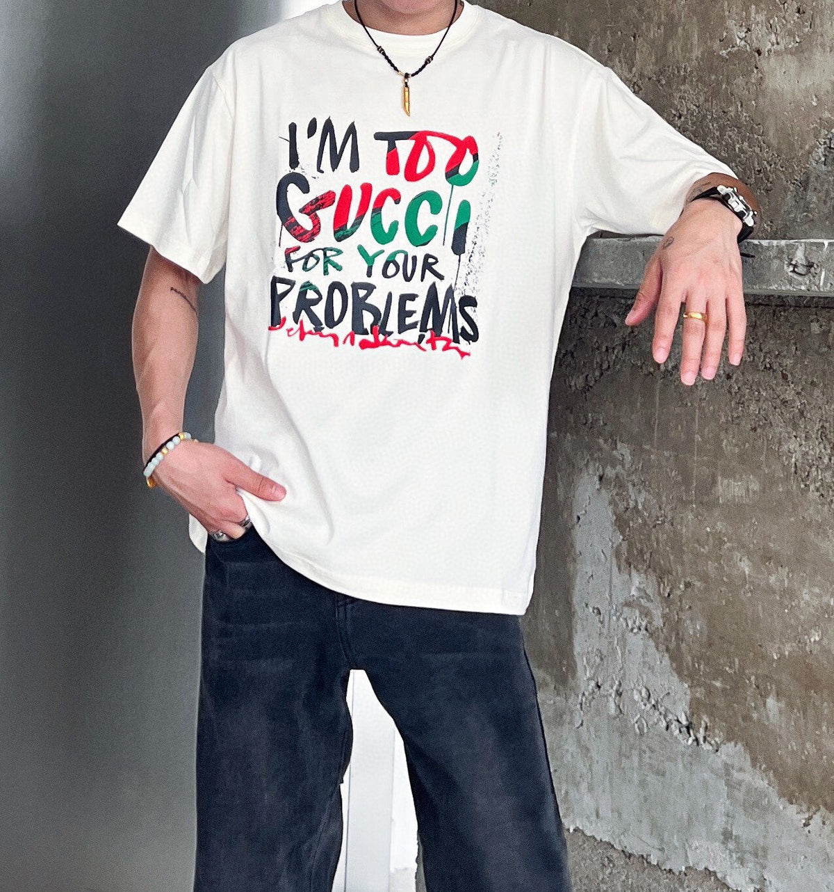 Gucci 'I'm Too Gucci for Your Problems' T-Shirt - logo - replica sneakers