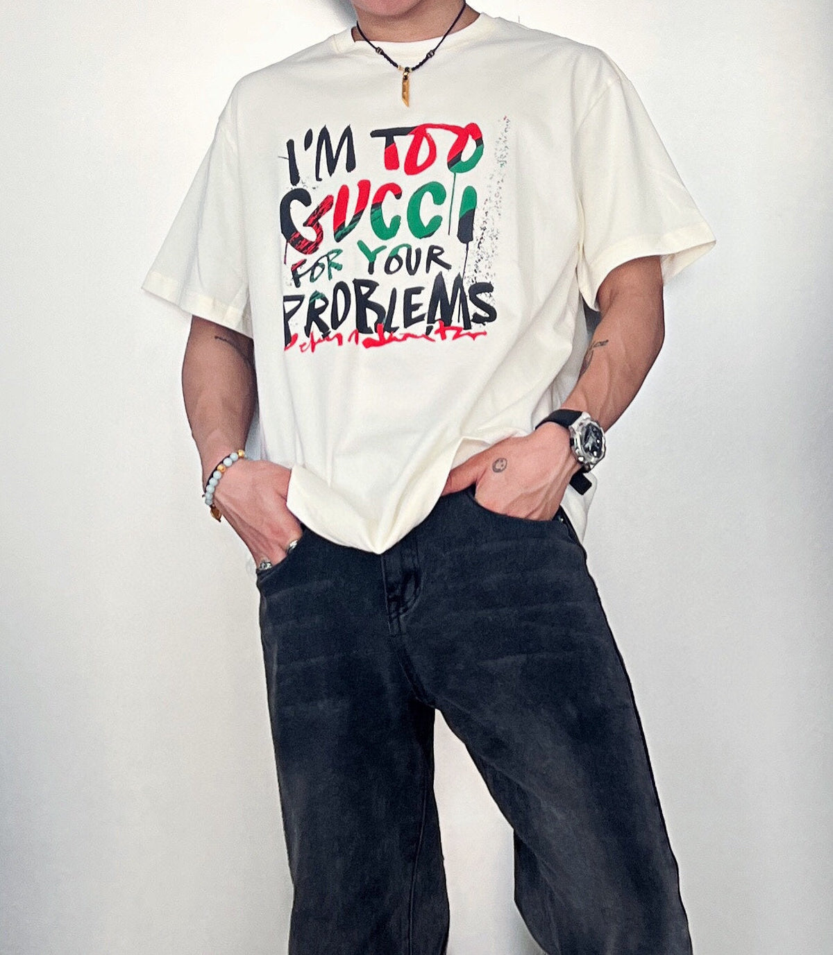 Gucci 'I'm Too Gucci for Your Problems' T-Shirt - logo - replica sneakers