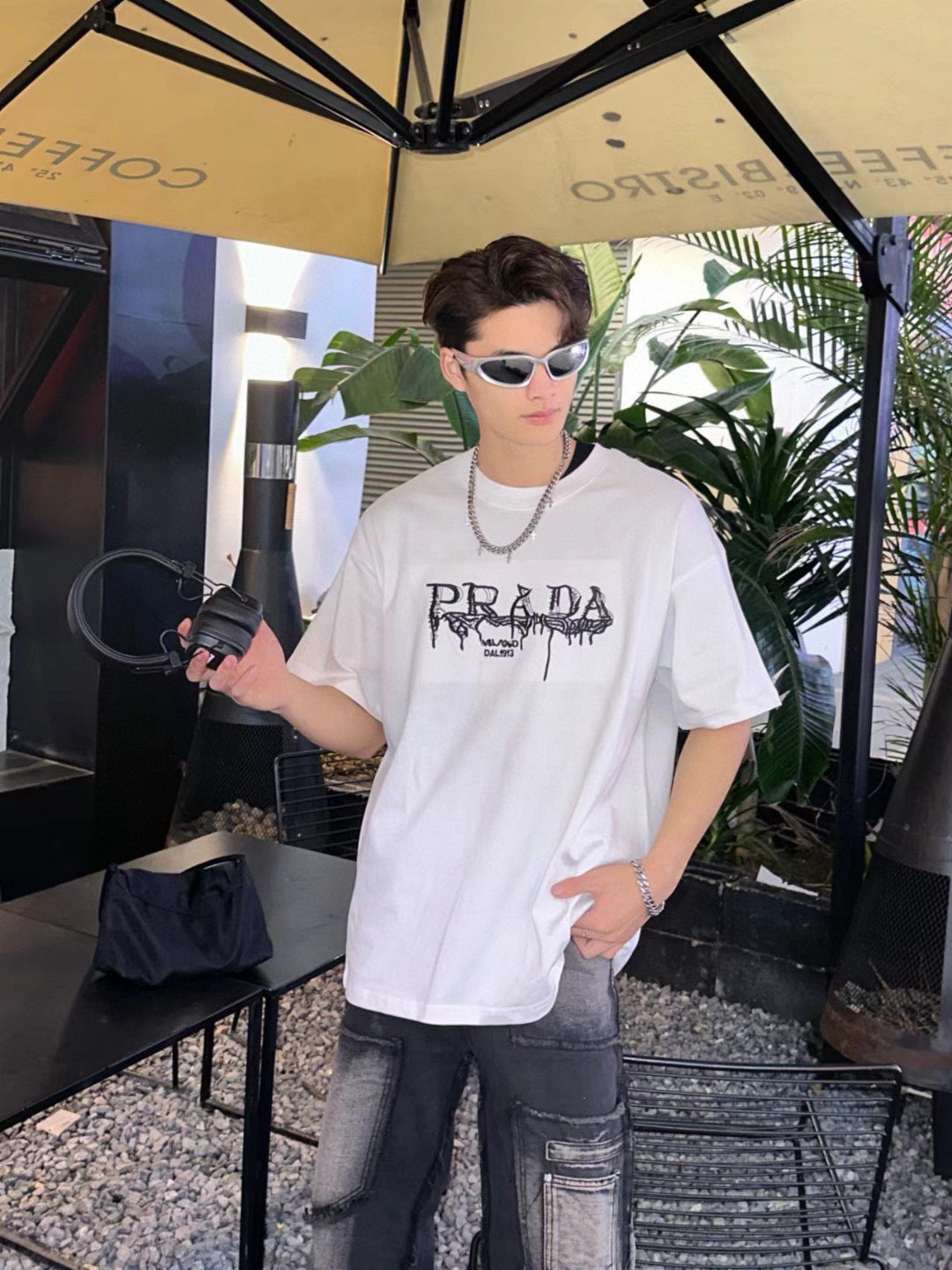 Prada Graphic Logo T-Shirt (White) - logo - replica sneakers