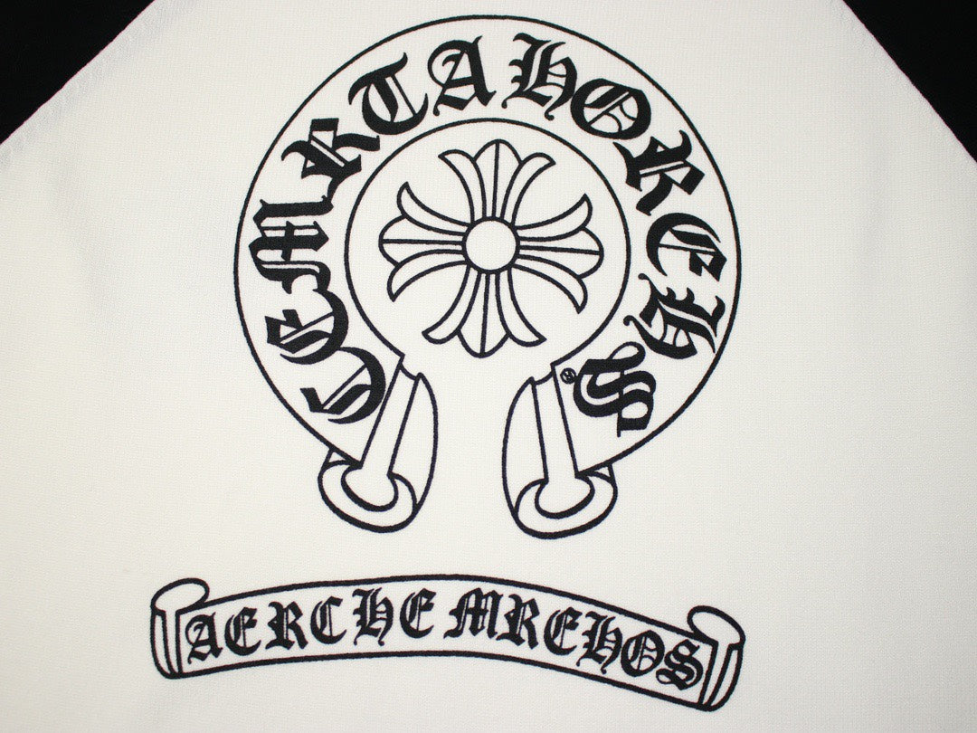 CHROME HEARTS HORSE SHOE LOGO LONGSLEEVE WHITE BLACK - detail - replica sneakers
