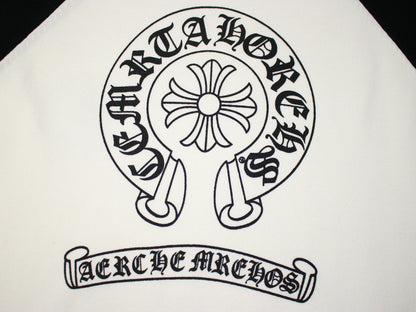 CHROME HEARTS HORSE SHOE LOGO LONGSLEEVE WHITE BLACK - detail - replica sneakers
