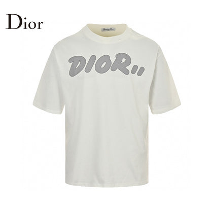 Dior Oversized Logo T-shirt - White Unisex Streetwear Limited Edition - This Dior t-shirt features a bold oversized 'Dior' logo in grey on the front. The