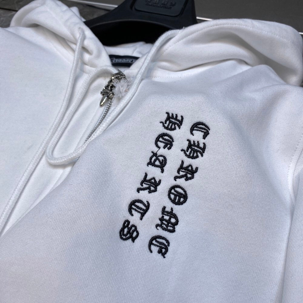 CHROME HEARTS MULTICOLOR CROSS PATCH ZIPPER HOODIE WHITE - detail - replica sneakers