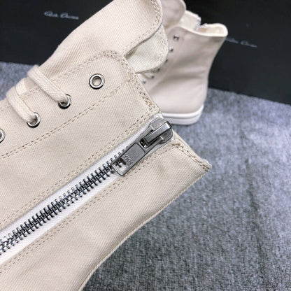 High-Top Canvas Sneakers - White Unisex Streetwear Limited Edition - **High-Top Canvas Sneakers** Introducing the perfect blend of casual comfort and modern style with these