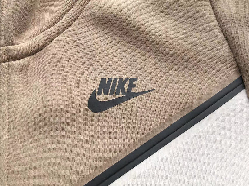 NIKE TECH FLEECE HOODIE x SANDALWOOD/LIGHT BONE WHITE - logo - replica sneakers
