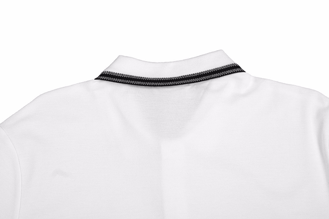 Christian Dior 'Striped Logo' Polo Shirt - close up - replica sneakers