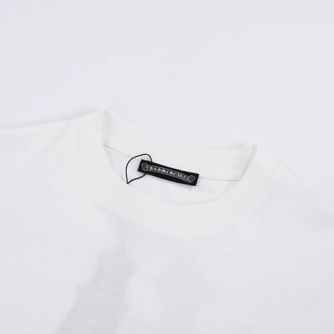 CHROME HEARTS GOLDEN CROSS LOGO T-SHIRT WHITE - detail - replica sneakers