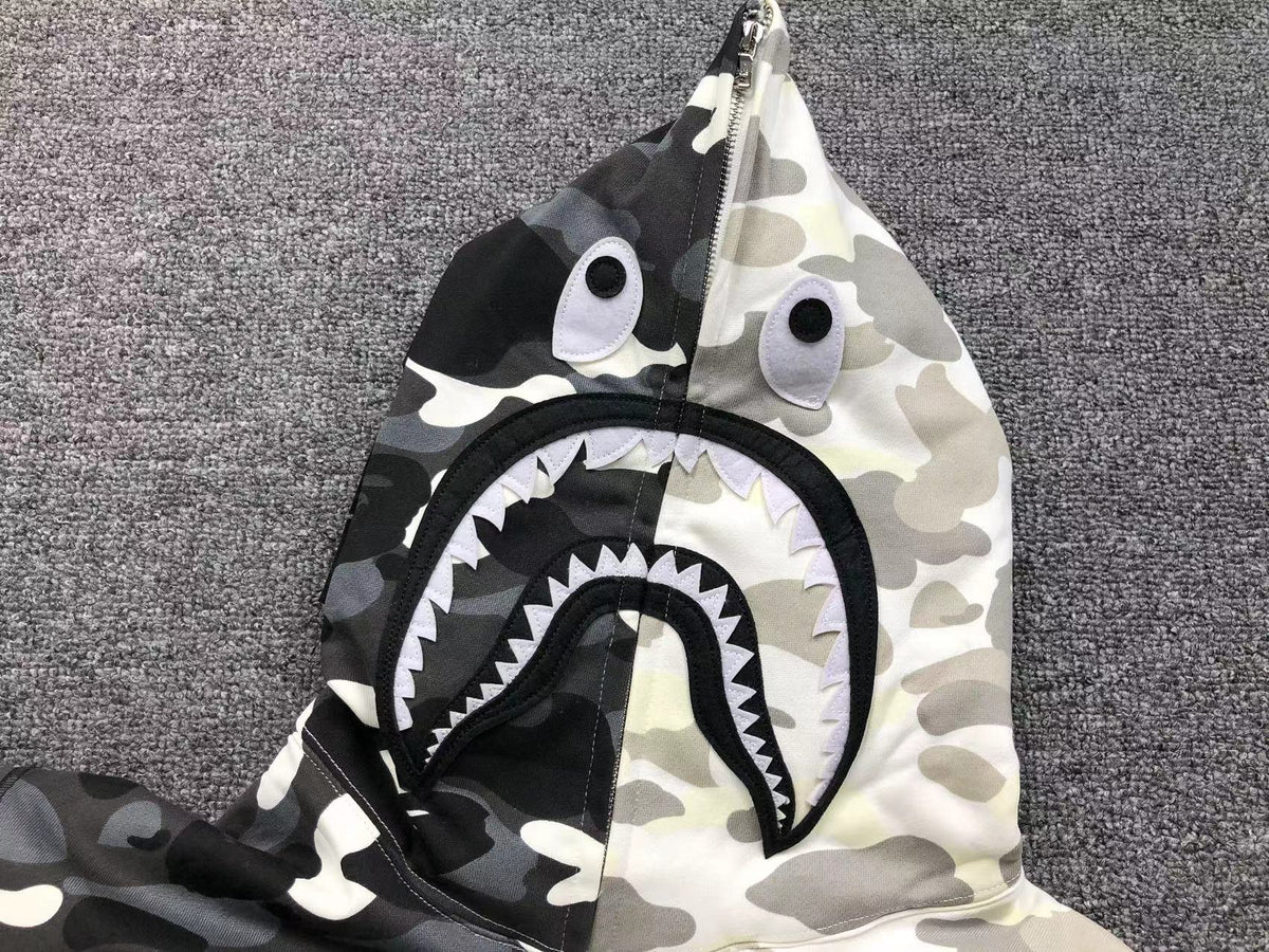 BAPE CITY CAMO HALF SHARK FULL ZIP HOODIE WHITE/BLACK - outsole - replica sneakers