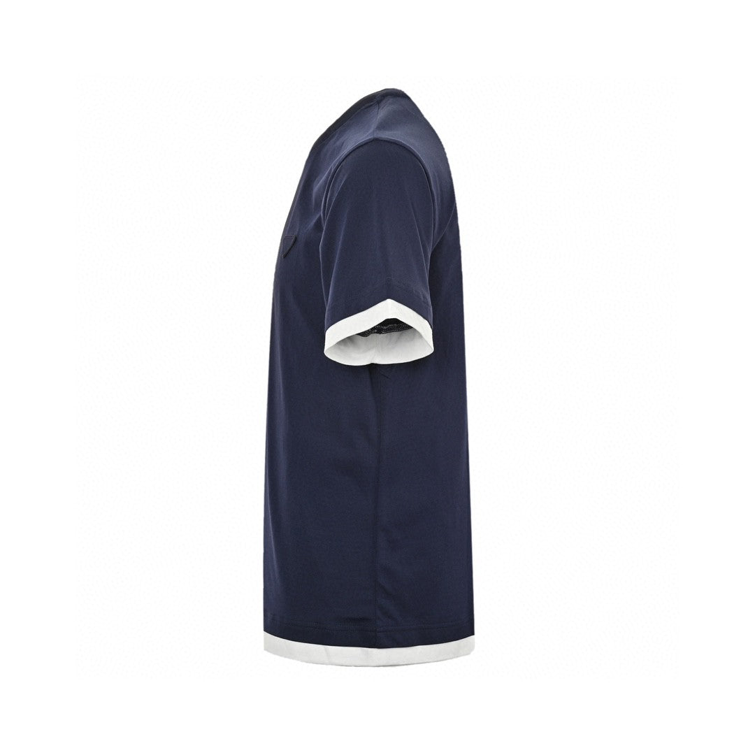 Prada Navy Double Layer T-shirt - Blue Unisex Streetwear Limited Edition - The Prada Navy Blue Double Layer T-Shirt combines elegance and casual style. This t-shirt features