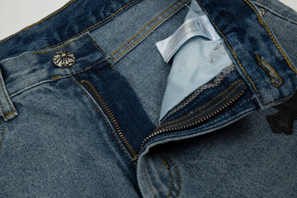 CHROME HEARTS CROSS PATCH BLACK EDGE JORTS WASHED DENIM - insole - replica sneakers