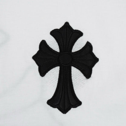 CHROME HEARTS BLACK CROSS T-SHIRT WHITE - detail - replica sneakers