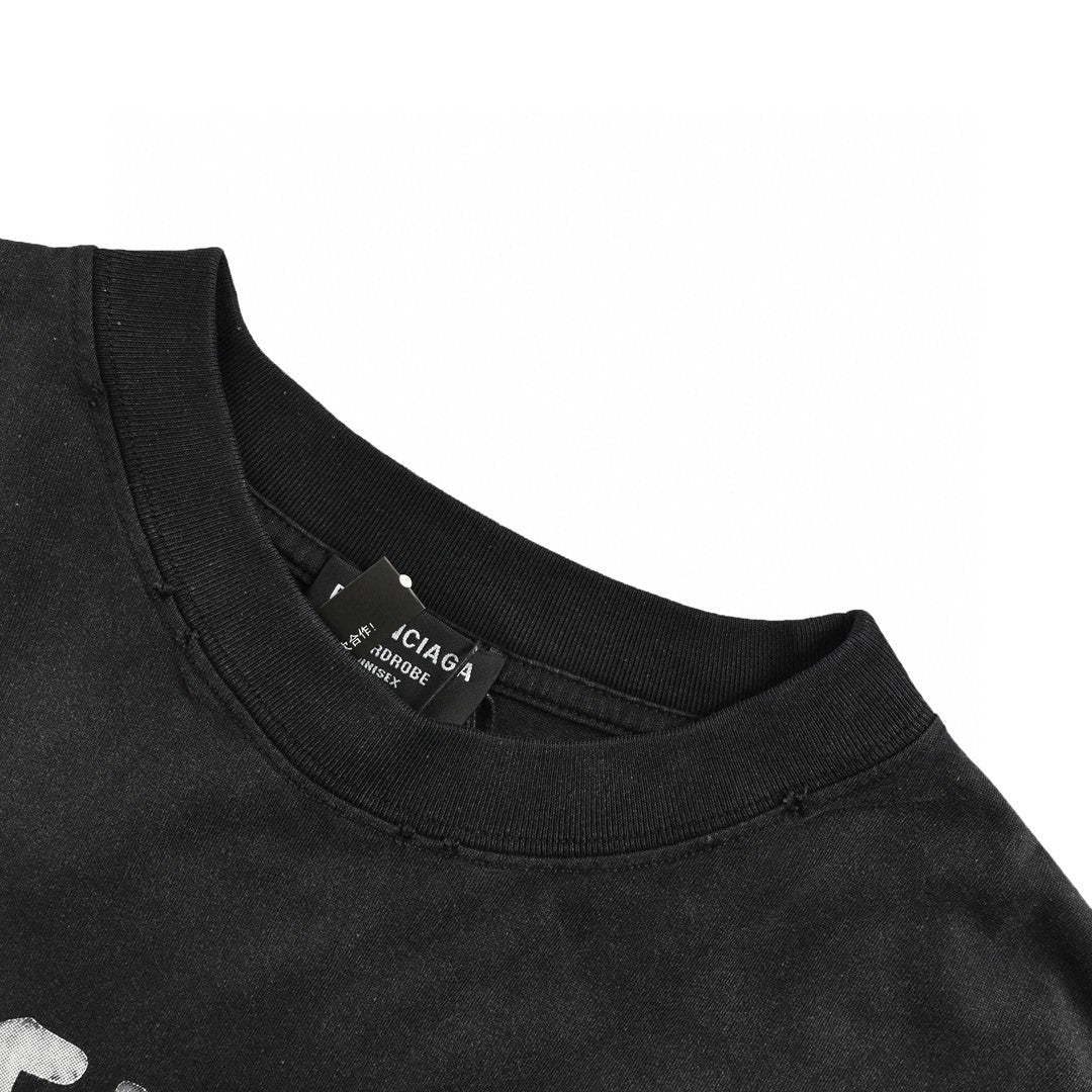 Balenciaga Spray-Paint Logo T-Shirt (Black) - back view - replica sneakers