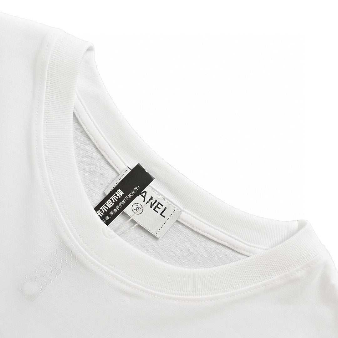 Chanel Classic Logo T-Shirt in White - back view - replica sneakers