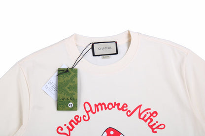 Gucci Mushroom Graphic T-Shirt (Cream) - detail - replica sneakers