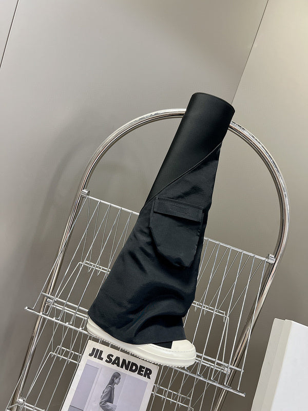 Rick Owens Black Over-the-Knee Boots - close up - replica sneakers