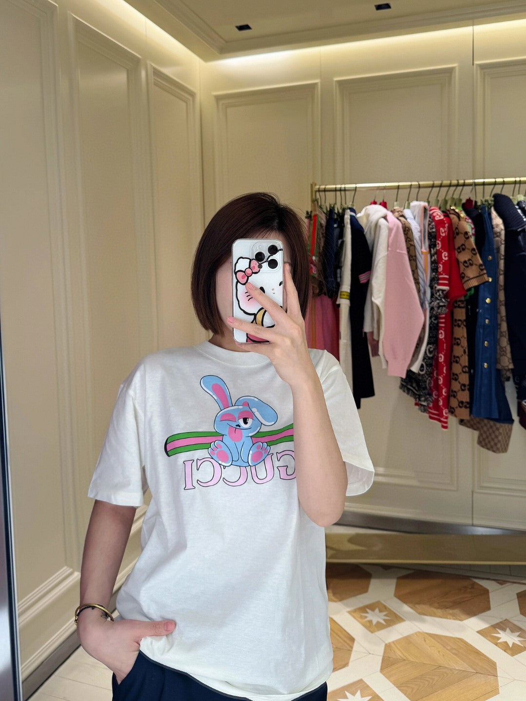 Gucci Bunny Graphic T-Shirt - close up - replica sneakers