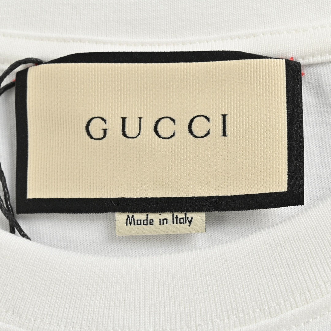 Gucci White T-Shirt with Pink Dinosaur Graphic - logo - replica sneakers