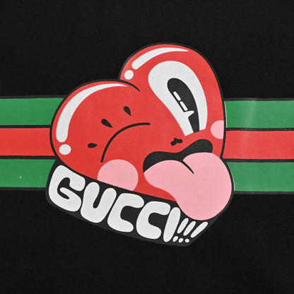 Gucci Black T-Shirt with Heart Graphic - detail - replica sneakers