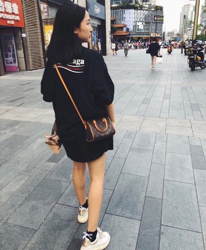 Balenciaga Wave Logo T-Shirt (Black) - back view - replica sneakers