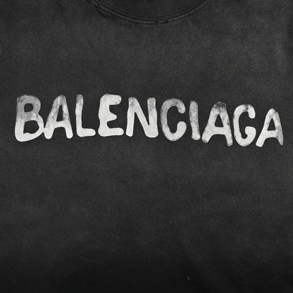 Balenciaga Spray-Paint Logo T-Shirt (Black) - detail - replica sneakers