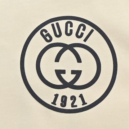 Gucci 1921 Logo Graphic T-Shirt (Beige) - detail - replica sneakers