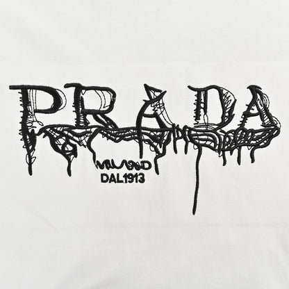 Prada Graphic Logo T-Shirt (White) - detail - replica sneakers