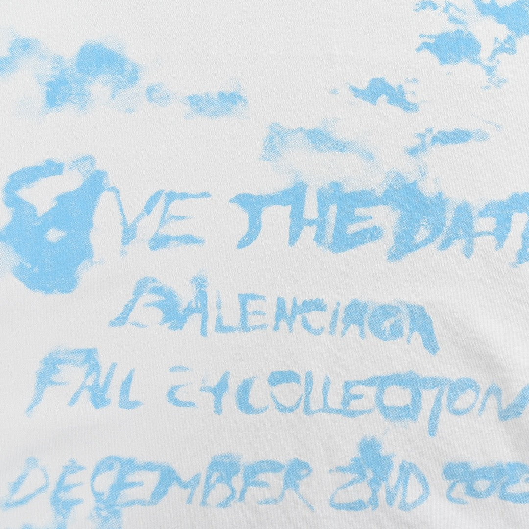 Balenciaga Save the Date White T-Shirt - detail - replica sneakers