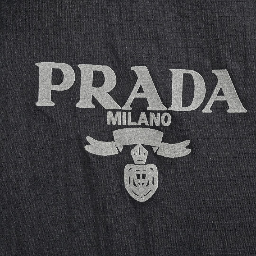 Prada Lightweight Hooded Jacket - Black - close up - replica sneakers