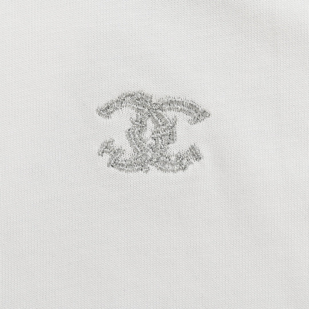 Chanel Classic Logo T-Shirt in White - detail - replica sneakers