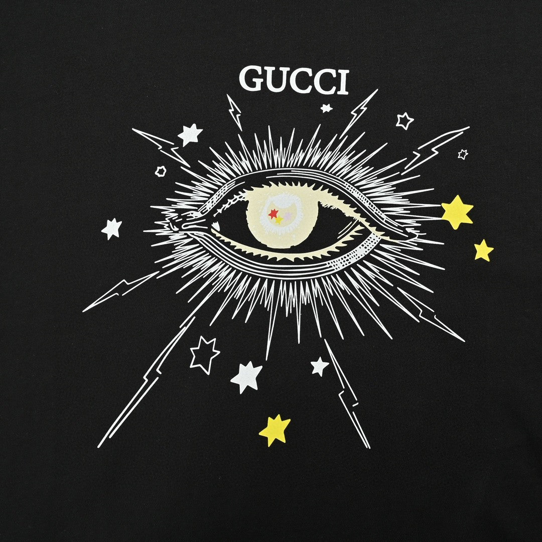 Gucci Mystical Eye Graphic Black T-Shirt - detail - replica sneakers