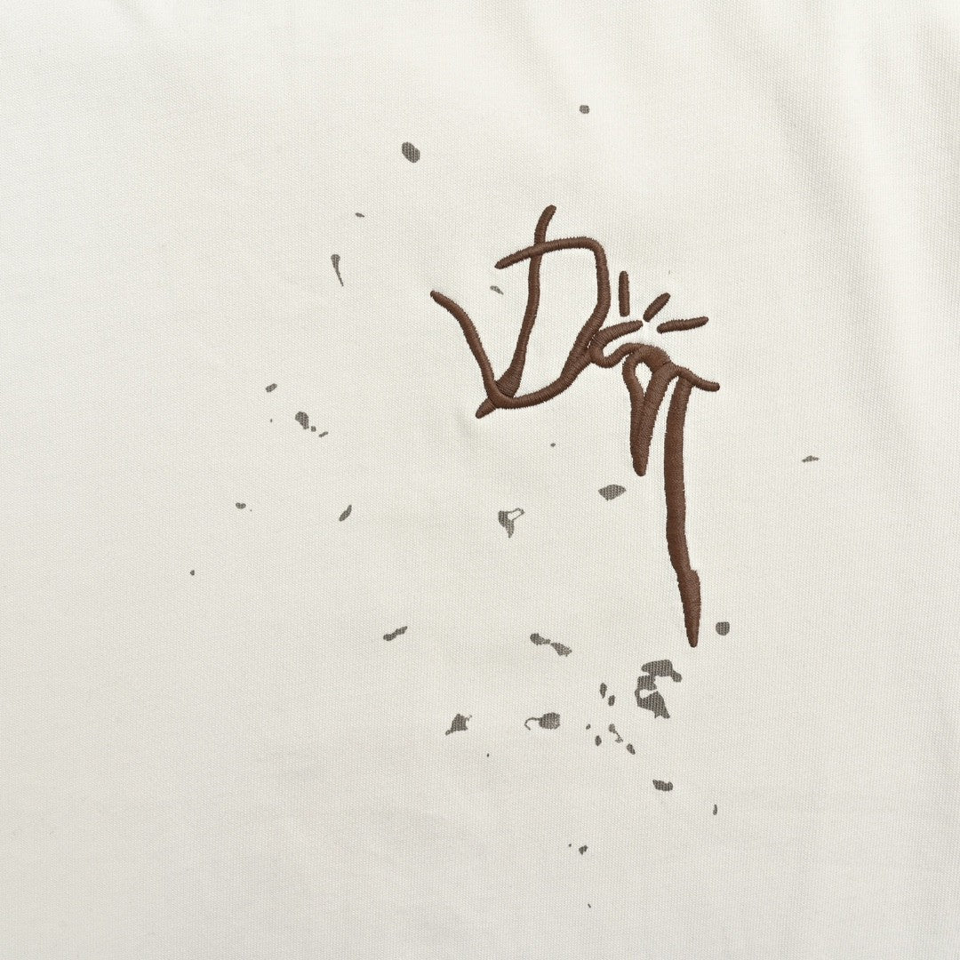 Dior Artistic Splatter T-Shirt (White) - detail - replica sneakers