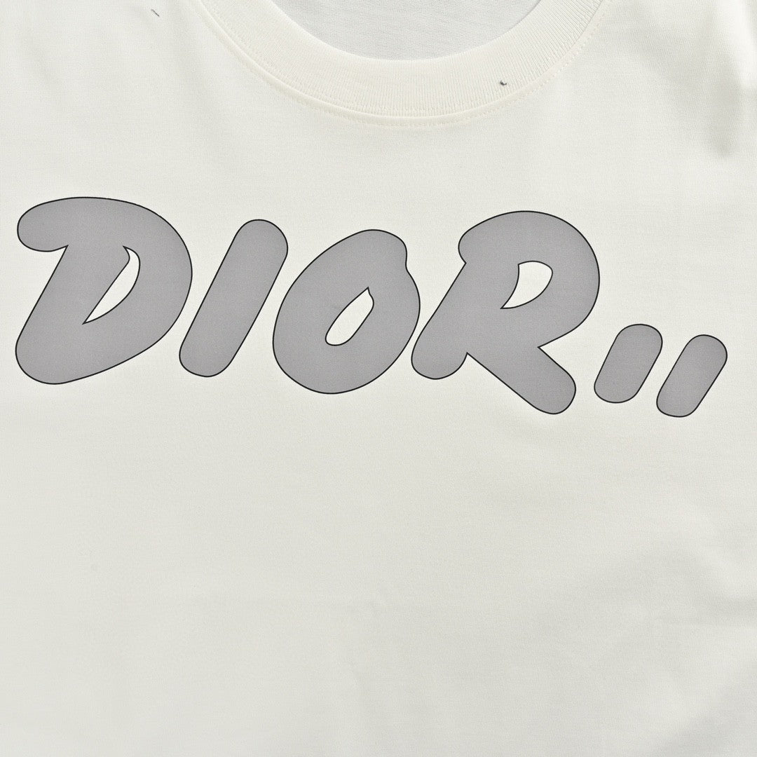 Dior Oversized Logo White T-Shirt - close up - replica sneakers